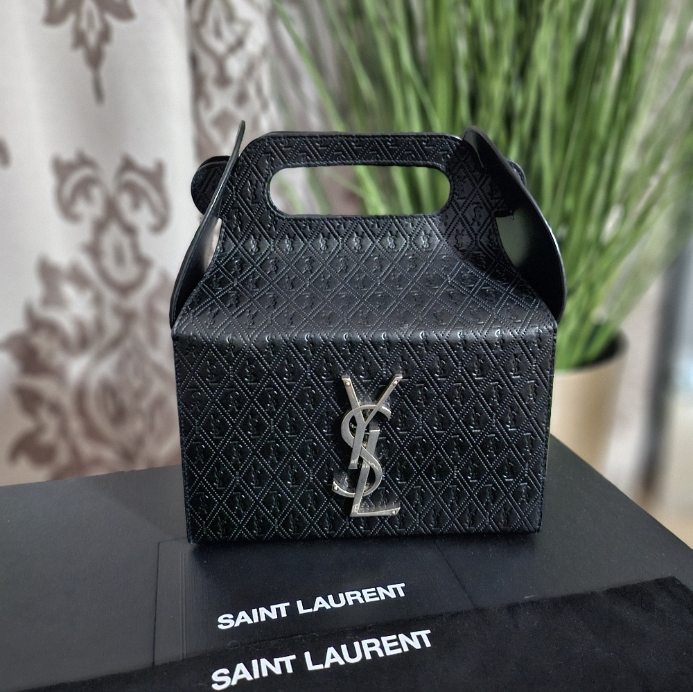 100% Authentic Saint Laurent Black Embossed Carry Box